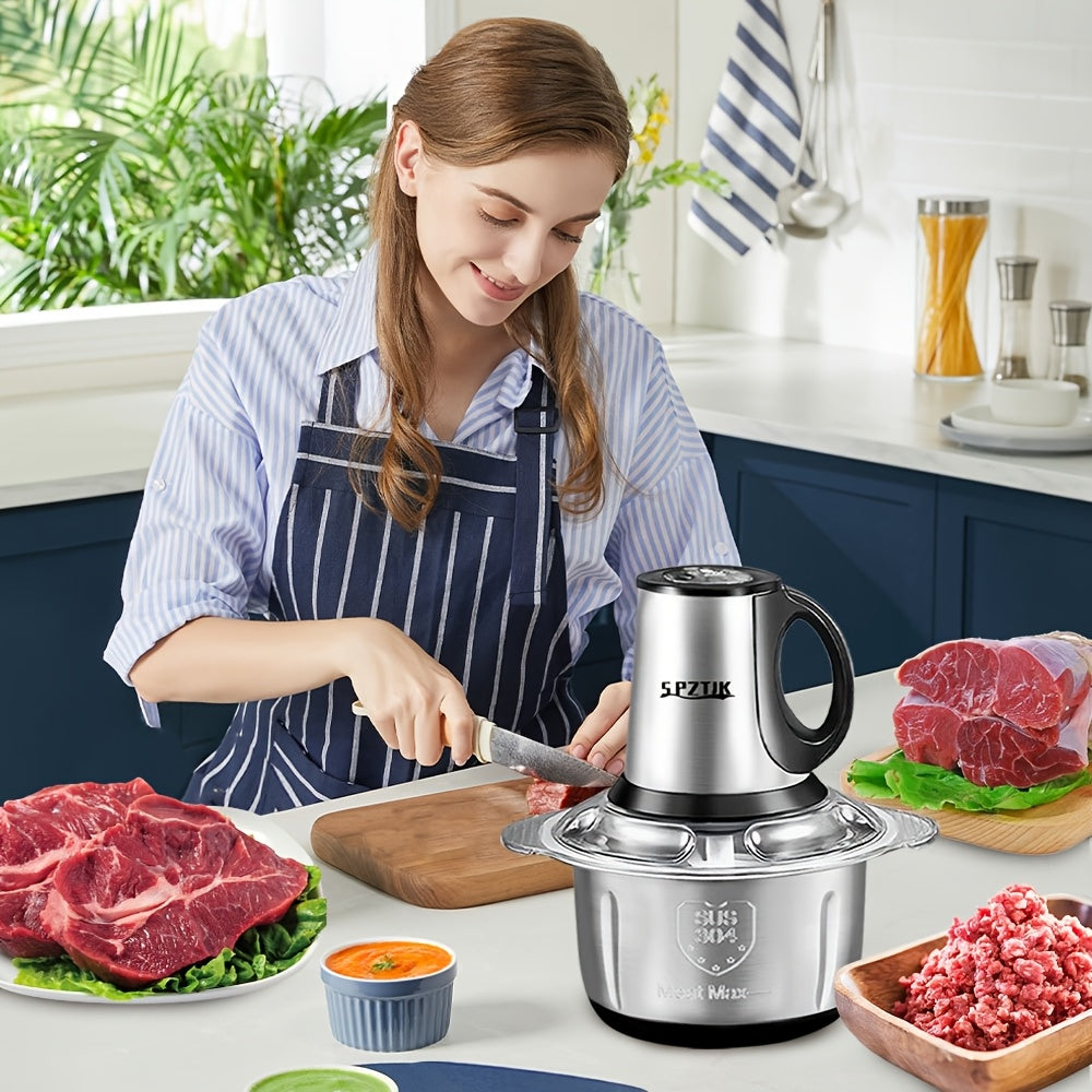 Electric Food Processor with 2 Bowls (12.5 Cup + 12.5 Cup) and 2 Blades - 101.44oz Meat Grinder, Kitchen Chopper, Electric Vegetable Cutter, Garlic Press, Masher - Helps Break Various Foods, Meat, Salad, Nuts, Salad, Home Blender