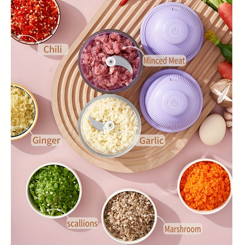 1pc Electric Garlic Chopper, Mini Portable Vegetable Chopper, 11.83oz GarlicGrinderCrusher Onion Chopper, Vegetable Blender, Cordless Food Processor for Ginger.ChiliFruits, Meat, Etc, Blender Machine Barbell, Kitchen Gadgets