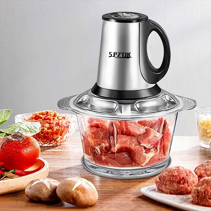 Electric Food Processor with 2 Bowls (12.5 Cup + 12.5 Cup) and 2 Blades - 101.44oz Meat Grinder, Kitchen Chopper, Electric Vegetable Cutter, Garlic Press, Masher - Helps Break Various Foods, Meat, Salad, Nuts, Salad, Home Blender