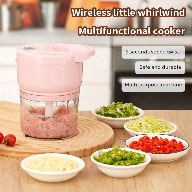 Cordless Portable Electric Food Chopper, Electric Garlic Crusher, Not Only Can Mince Meat And Vegetables But Also Slice And Whisk Eggs, Upgrade Your Kitchen with This Powerful Electric Garlic Chopper!, Kitchen Gadget, Meal Prep Tool, Portable Appliance,