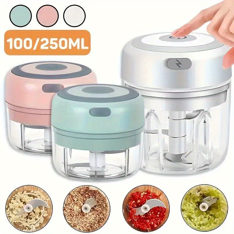 [Portable Mini Food Processor] Compact Portable Electric Mini Food Processor with USB Charging | Powerful Motor, Locking Blade System, Clear Base, Lightweight for Garlic, Meat, Vegetables, Spices - Ideal for Home, Kitchen, Travel, Office - Compatible with