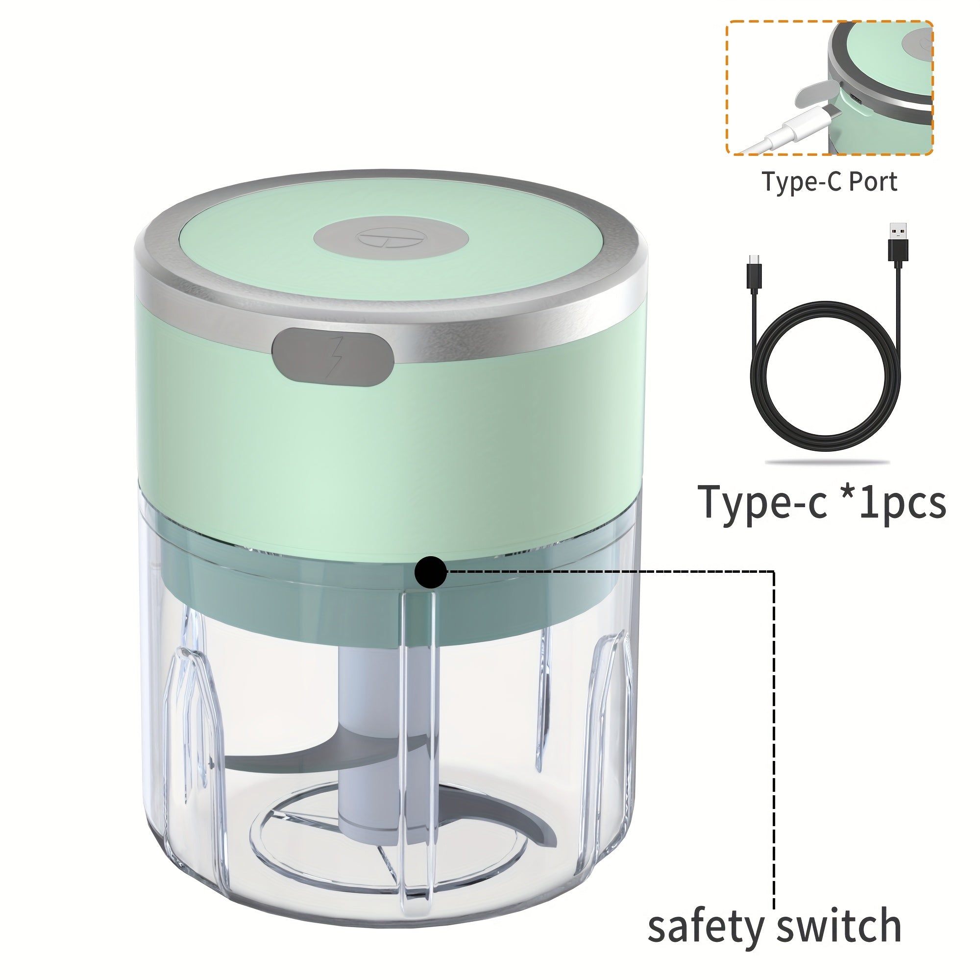 8.45oz Automatic Electric Garlic Masher & Meat Grinder - Multifunctional Kitchen Food Processor with Rechargeable Battery, Portable for Meat Grinding, Stuffing, and More, Food Preparation | Modern Kitchen Gadget | Durable Plastic Body, Garlic Press