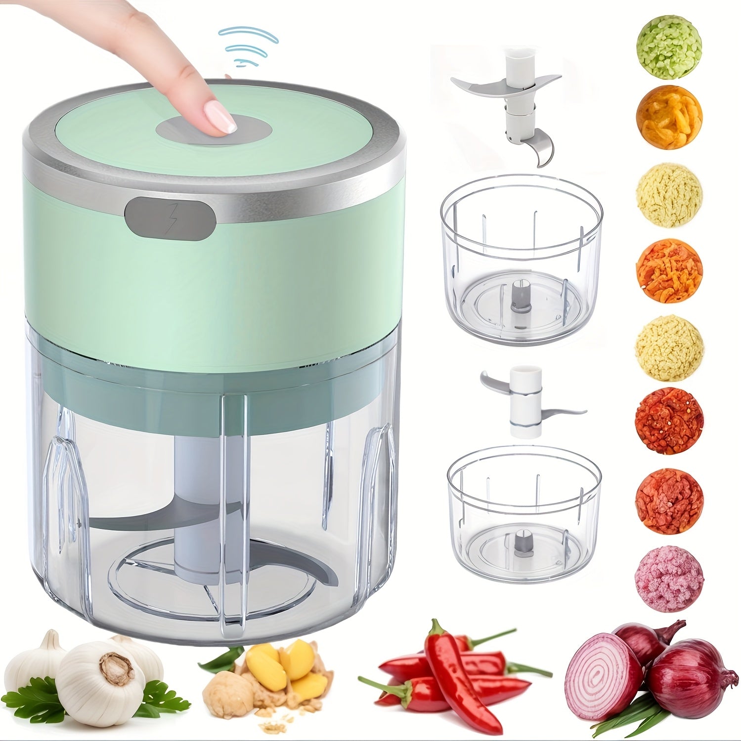 8.45oz Automatic Electric Garlic Masher & Meat Grinder - Multifunctional Kitchen Food Processor with Rechargeable Battery, Portable for Meat Grinding, Stuffing, and More, Food Preparation | Modern Kitchen Gadget | Durable Plastic Body, Garlic Press