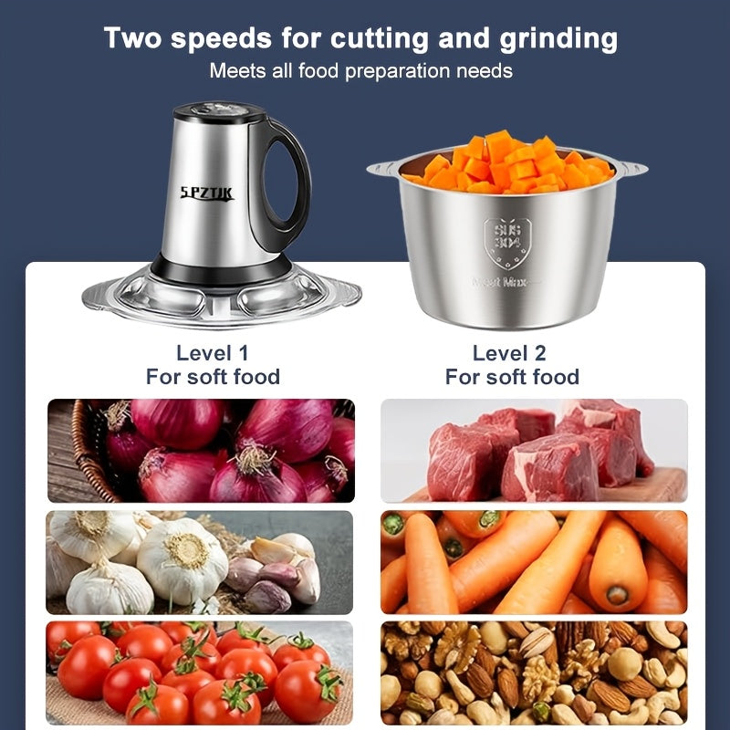 Food Chopper with 2 Bowl And 2 Blades, Helps Break Variety Of Foods, Meats, Salads, Nuts, Food Processor Electric, 101.44oz Meat Grinder, Mincer for Kitchen,, Meat Grinder, Electric Vegetable Chopper, Garlic Press-Crusher, Masher