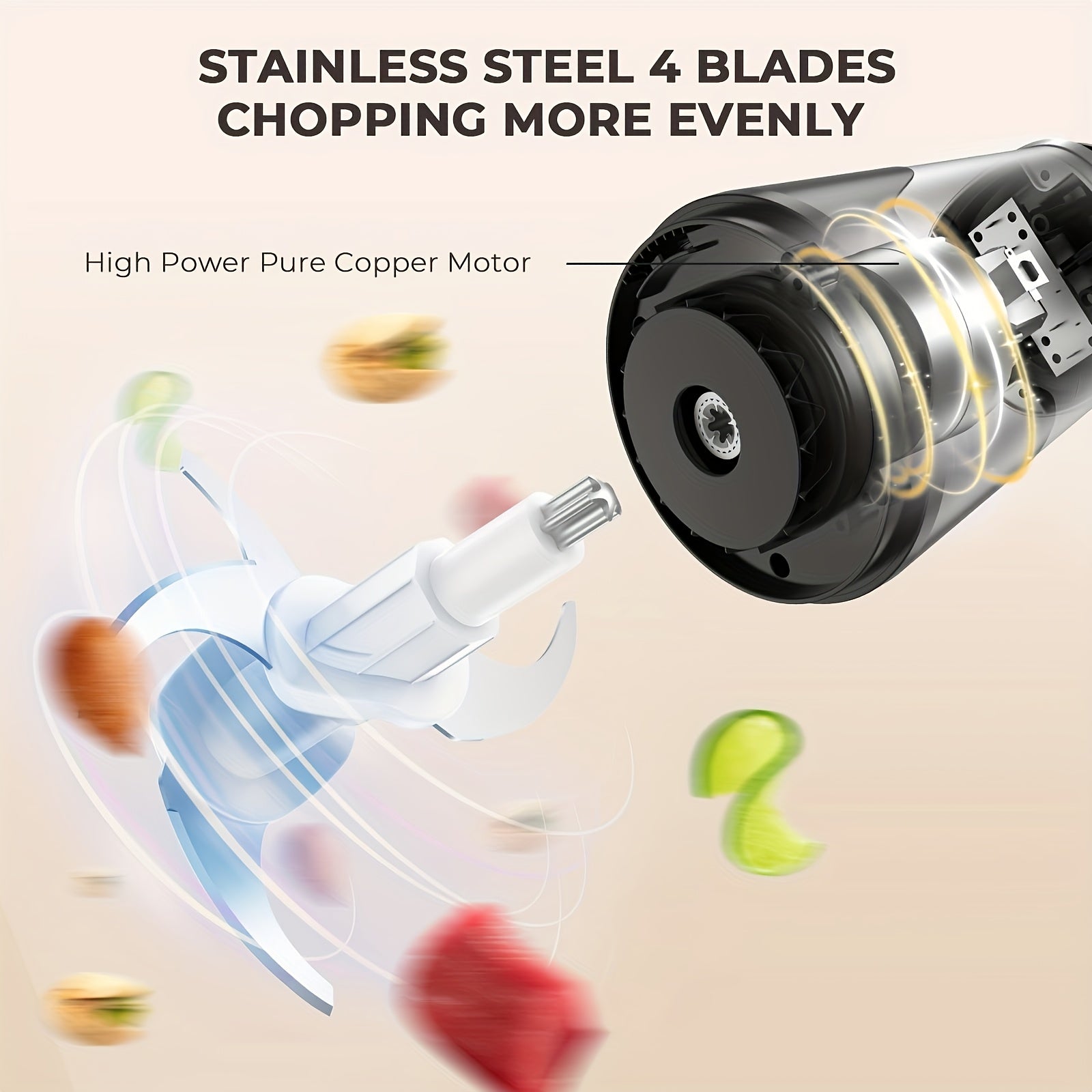 Syvio Food Processors with 2 Bowls, Meat Grinder 4 Bi-Level Blades, Mini Electric Food Chopper 450W, for Baby Food, Meat, Onion, Vegetable Chopper, 2 Speed, 8 Cup And 8 Cup, Christmas Gifts