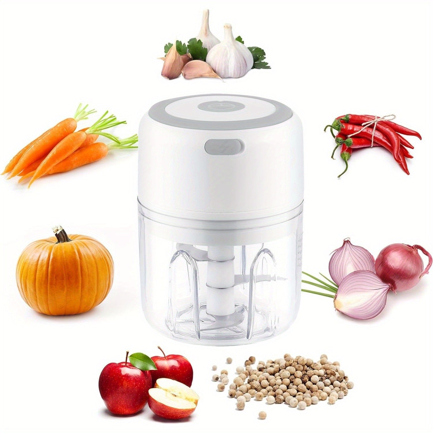 Chop Garlic & Vegetables With Ease! Electric Garlic Chopper, Portable USB Rechargeable, 250ml Capacity, Food Processor For Ginger, Chilli, Minced Meat & Fruit (White)!Mother'S Day Gifts, Gifts For Girls