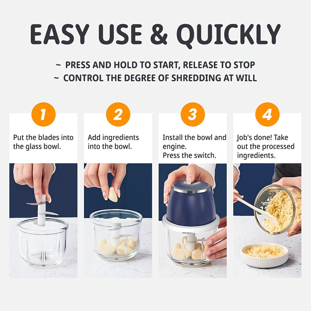 Electric Mini Garlic Mincer, 11.83oz USB Vegetable Onion Chopper, Portable Small Food Processor for Ginger, Chili, Vegetables, Meat, Mini kitchen appliances that are perfect for gift giving