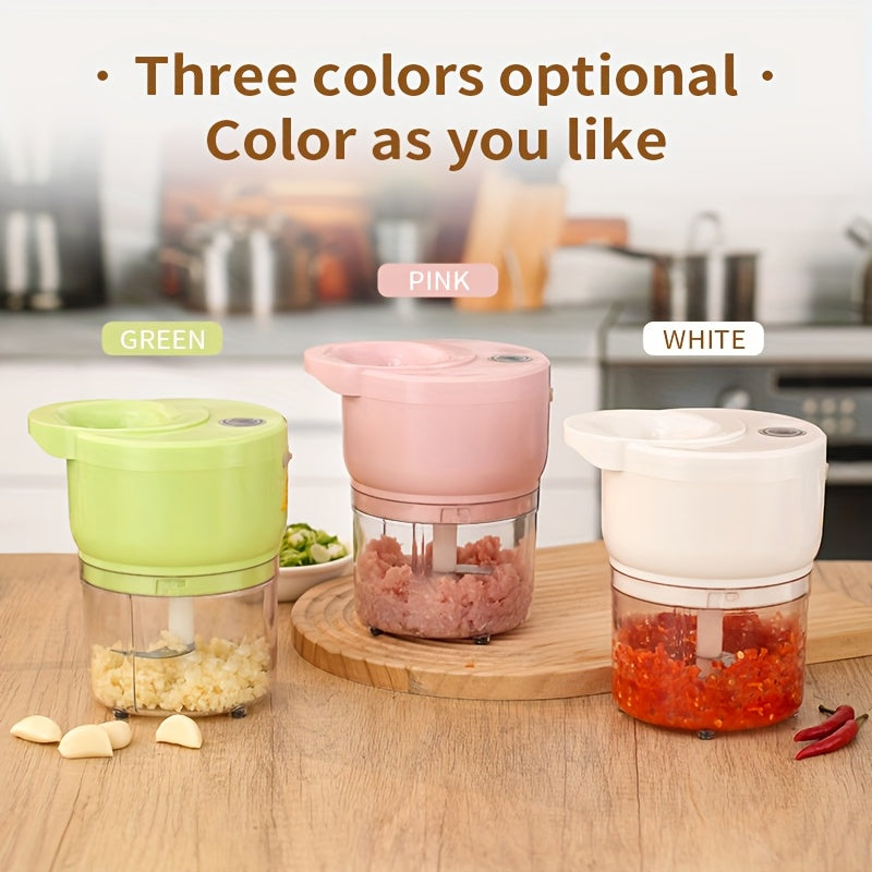 Cordless Portable Electric Food Chopper, Electric Garlic Crusher, Not Only Can Mince Meat And Vegetables But Also Slice And Whisk Eggs, Upgrade Your Kitchen with This Powerful Electric Garlic Chopper!, Kitchen Gadget, Meal Prep Tool, Portable Appliance,