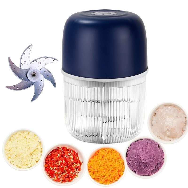 USB Rechargeable Electric Garlic Chopper - Mini Portable Vegetable Chopper, Garlic Grinder, Onion Chopper, Vegetable Blender, Suitable for Garlic, Ginger, Chili, Fruits, Meats, Etc. father gift