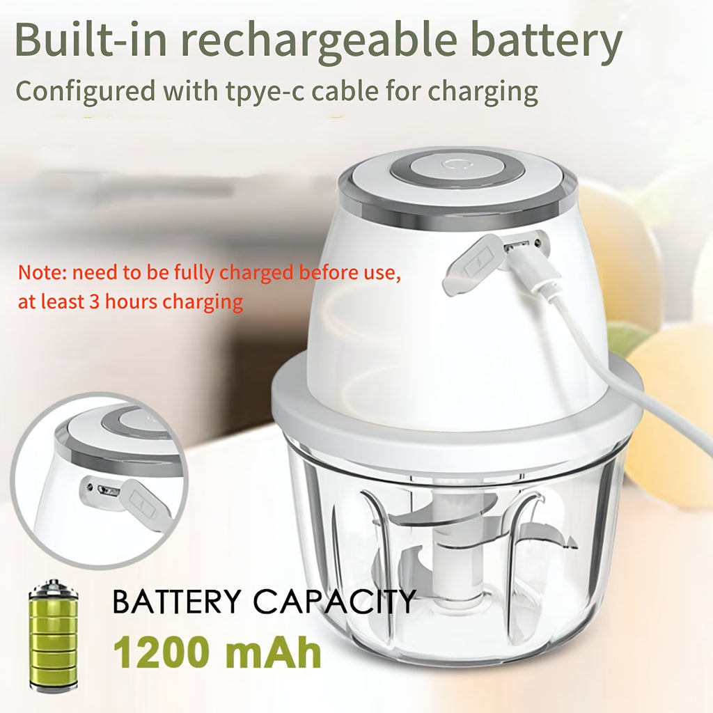 Electric Mini Garlic Mincer, 11.83oz USB Vegetable Onion Chopper, Portable Small Food Processor for Ginger, Chili, Vegetables, Meat, Mini kitchen appliances that are perfect for gift giving