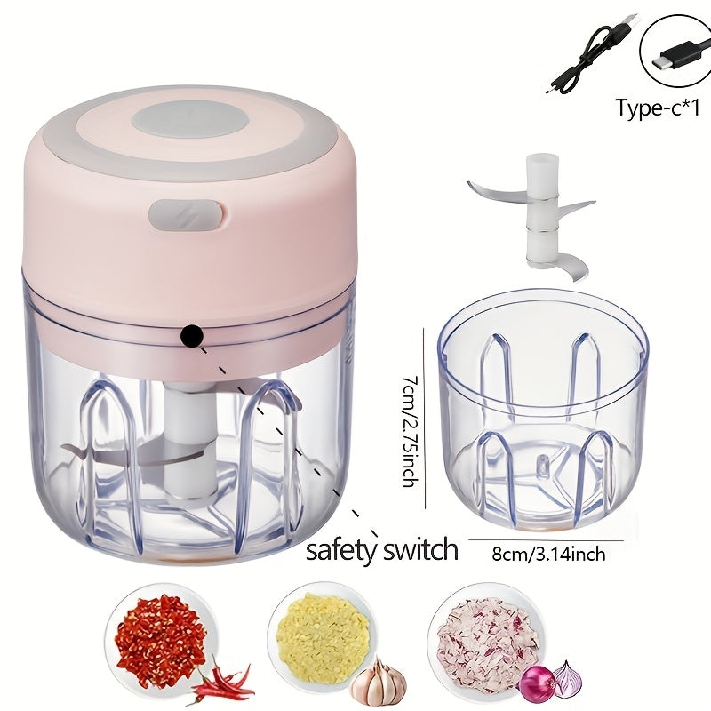 8.45oz Mini Rechargeable Garlic Chopper Meat Grinder, Durable And Sturdy, Ideal for Crushing Garlic, Peppers, Onions, Minced Meat, Nuts And More!