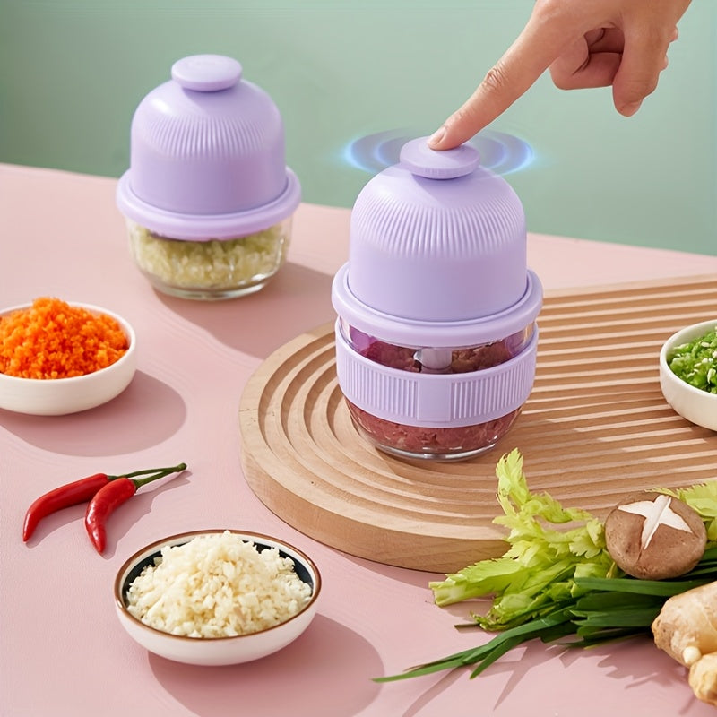 1pc Electric Garlic Chopper, Mini Portable Vegetable Chopper, 11.83oz GarlicGrinderCrusher Onion Chopper, Vegetable Blender, Cordless Food Processor for Ginger.ChiliFruits, Meat, Etc, Blender Machine Barbell, Kitchen Gadgets