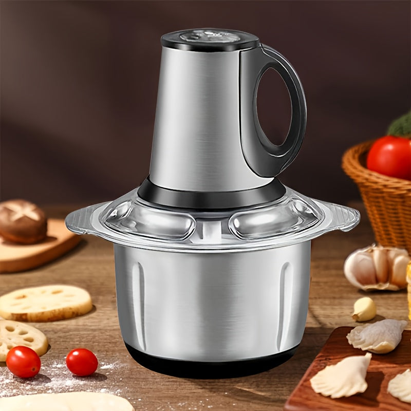 Dual Bowl & Blades Electric Meat Grinder | 101.45oz 3-Speed Food Processor - Multifunctional Kitchen Tool for Chopping Veggies/Nuts/Onions, Grinding Meat, Salads, Garlic Press, Mashing & Dough, Manual Meat Grinder, Meat Grinder Heavy Duty, Grinder for