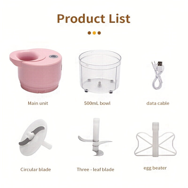 Cordless Portable Electric Food Chopper, Electric Garlic Crusher, Not Only Can Mince Meat And Vegetables But Also Slice And Whisk Eggs, Upgrade Your Kitchen with This Powerful Electric Garlic Chopper!, Kitchen Gadget, Meal Prep Tool, Portable Appliance,