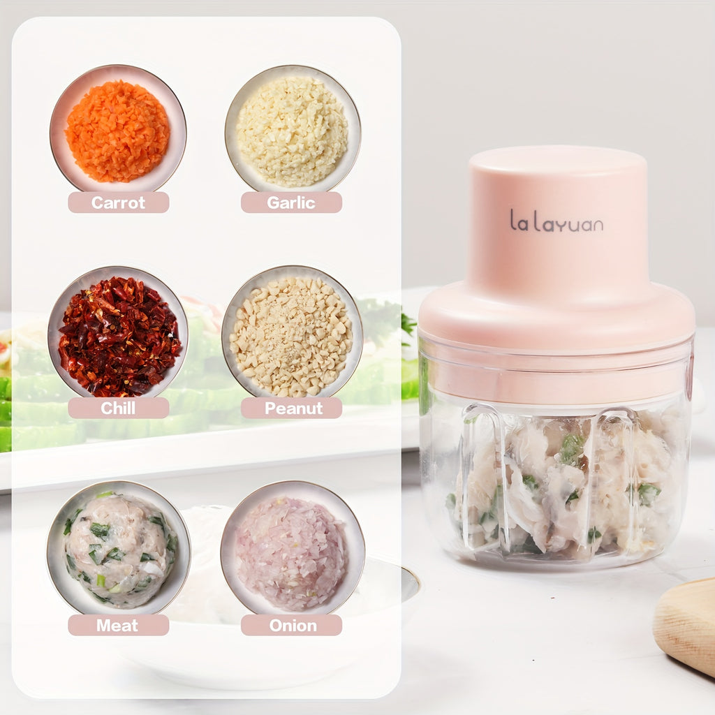 [Mini Electric Food Chopper] 250ml USB Charging Mini Food Processor - Electric Garlic Chopper, Garlic Mincer, Chili Crusher, Portable Vegetable Mincer, Cutter for Ginger, Meat Grinder
