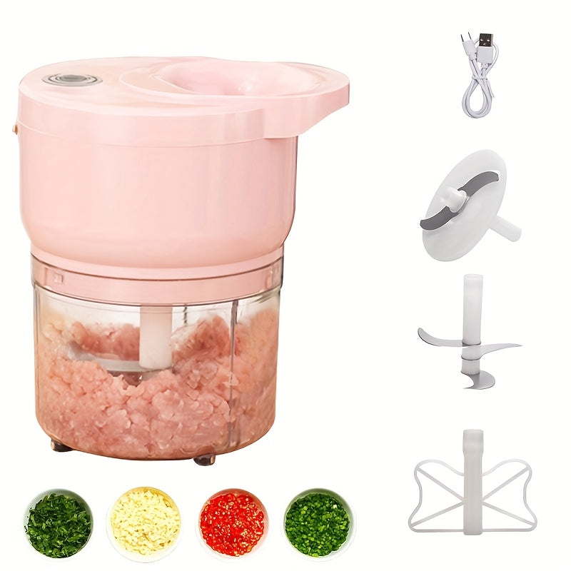 Cordless Portable Electric Food Chopper, Electric Garlic Crusher, Not Only Can Mince Meat And Vegetables But Also Slice And Whisk Eggs, Upgrade Your Kitchen with This Powerful Electric Garlic Chopper!, Kitchen Gadget, Meal Prep Tool, Portable Appliance,