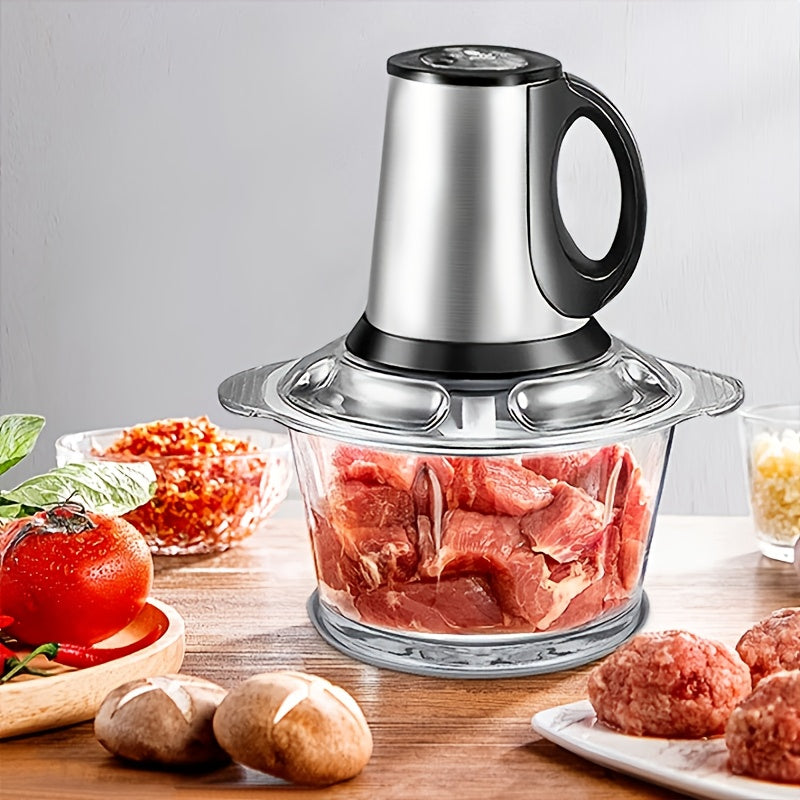 Dual Bowl & Blades Electric Meat Grinder | 101.45oz 3-Speed Food Processor - Multifunctional Kitchen Tool for Chopping Veggies/Nuts/Onions, Grinding Meat, Salads, Garlic Press, Mashing & Dough, Manual Meat Grinder, Meat Grinder Heavy Duty, Grinder for