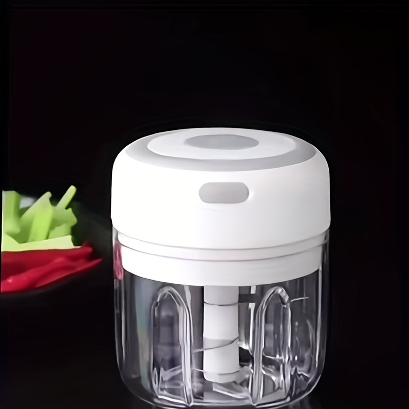 [USB Electric Food Chopper] Portable Cordless USB-Powered Electric Food Chopper with One-Touch Chopping | Safety Switch, Clear Base, Heavy-Duty Stainless Steel Blades - Ideal for Garlic, Nuts, Vegetables, Fruits, Meat - Compact Kitchen Gadget for Home,