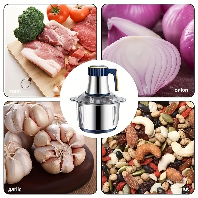 5L 5-speed Electric Large Capacity Meat Grinder, Household Multifunctional Stainless Steel Food Processor, Blender, Filling Machine, Garlic And Chili Grinder, Meets Various Needs