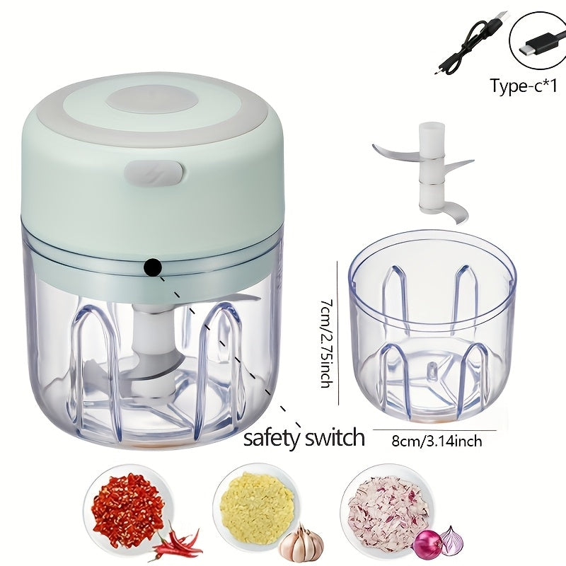 8.45oz Mini Rechargeable Garlic Chopper Meat Grinder, Durable And Sturdy, Ideal for Crushing Garlic, Peppers, Onions, Minced Meat, Nuts And More!